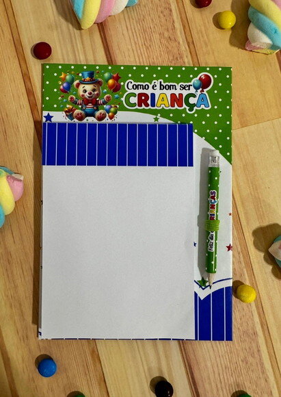Mini Prancheta com Bloquinho e Lápis Personalizado !