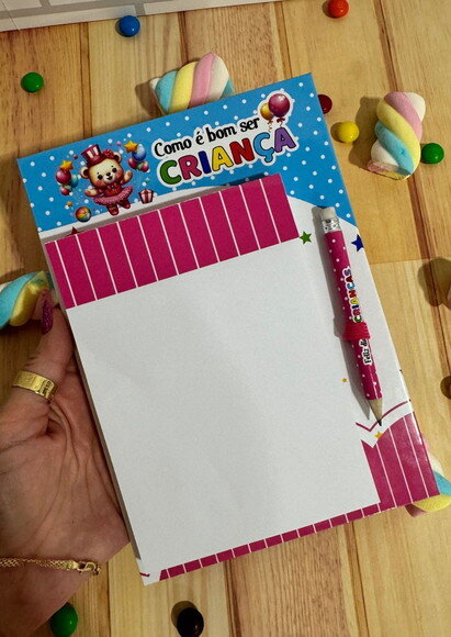 Mini Prancheta com Bloquinho e Lápis Personalizado !