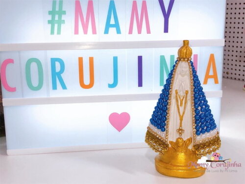 Nossa Senhora 16cm em Pedrarias azul