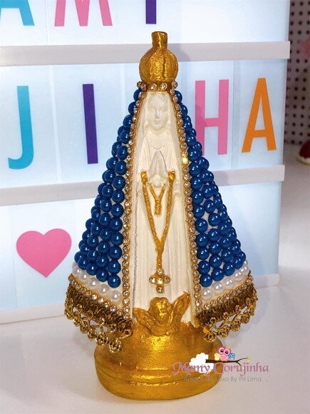 Nossa Senhora 16cm em Pedrarias azul