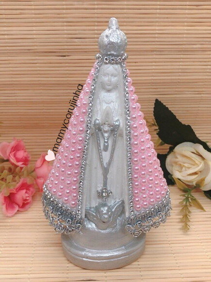 Nossa Senhora 16cm em Pedrarias rosa bebe