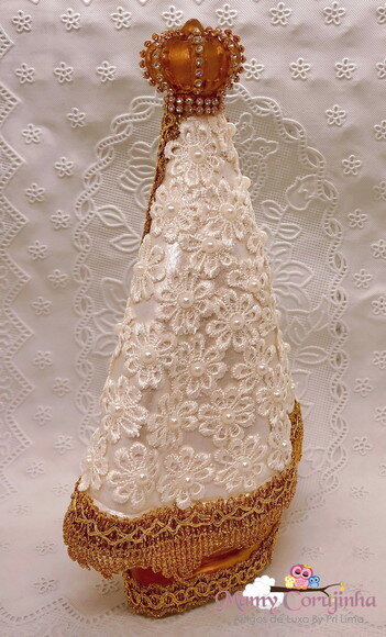 Nossa Senhora com Manto em Renda Guipir 25cm