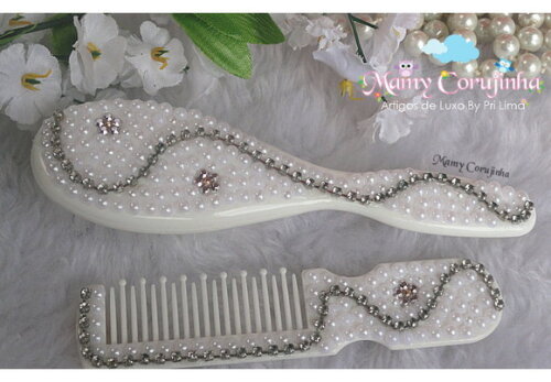 Pente + escova bebe strass