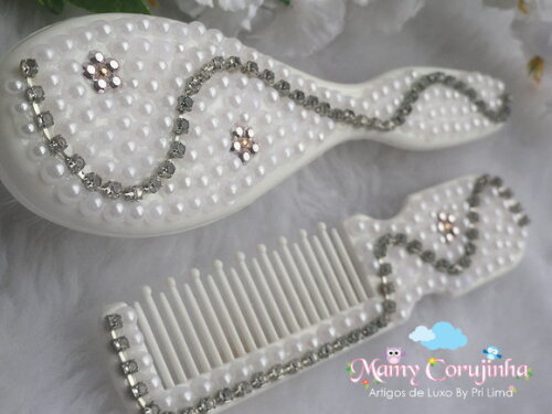 Pente + escova bebe strass