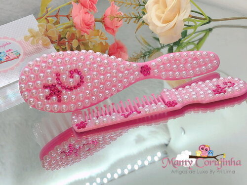 Pente + escova G rosa