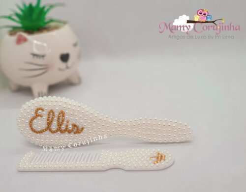 Pente + escova Marfim Ellis