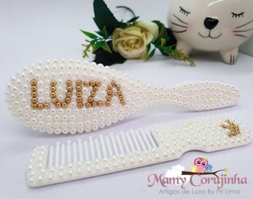 Pente + escova marfim LUIZA