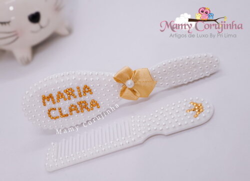 Pente + escova Maria Clara dourado