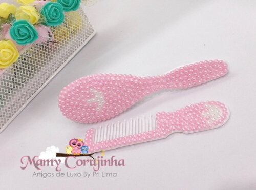 Pente + escova rosa bebe fofo
