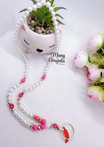 Porta Crachá Branco com Pink