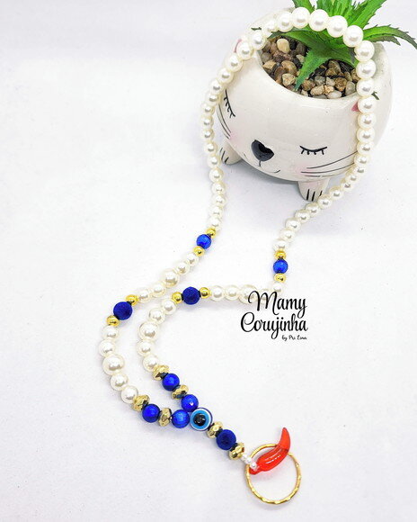 Porta Crachá Branco com Azul Royal