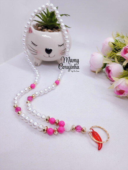 Porta Crachá Branco com Pink