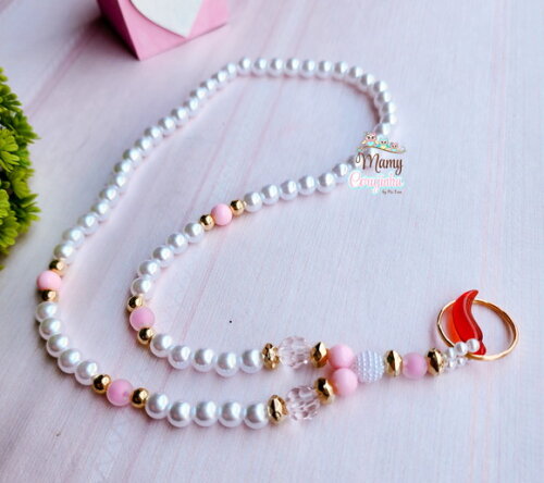 Porta Crachá Branco com Rosa