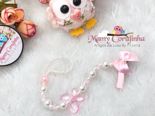 Prendedor Chupeta Simples rosa bebe