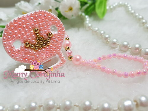 Prendedor de Chupeta LUXO Rosa