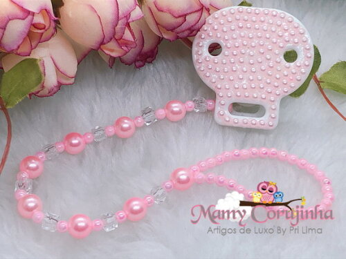 Prendedor de Chupeta LUXO Rosa