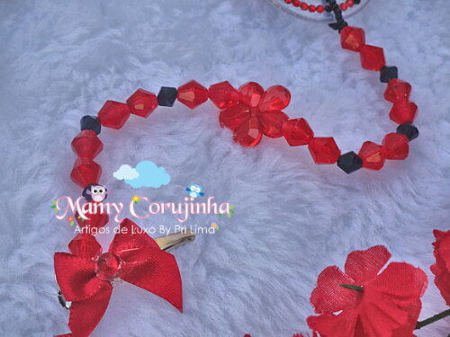 Prendedor de Chupeta Preto e Vermelho