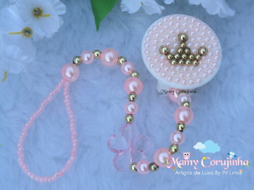 Prendedor de Chupeta Rosa Princess