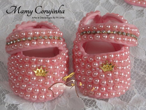 Sapatinho Luxo Perolas rosa