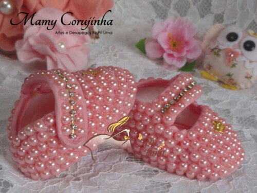 Sapatinho Luxo Perolas rosa