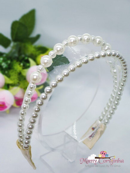 Tiara em Pérola Branco