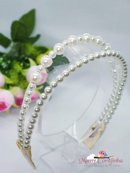 Tiara em Pérola Branco