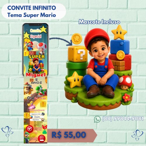 🍄✨ Convite Infinito Super Mario 🎮