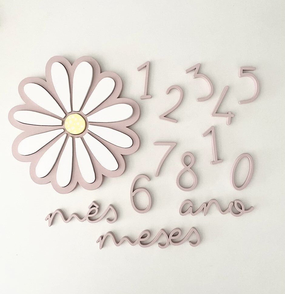 Kit Mesversário Flor 12 Pétalas – Design Exclusivo – MDF Pr