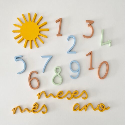 Kit Mesversário Tema Sol - MDF Premium - 15 Peças - Unissex - Pronta Entrega