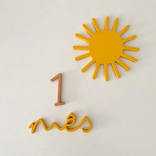 Kit Mesversário Tema Sol - MDF Premium - 15 Peças - Unissex - P
