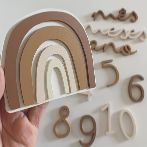 Kit Mesversário Minimalista em MDF – 15 Peças – 30cm – Unissex – Pronta Entrega - Cópia