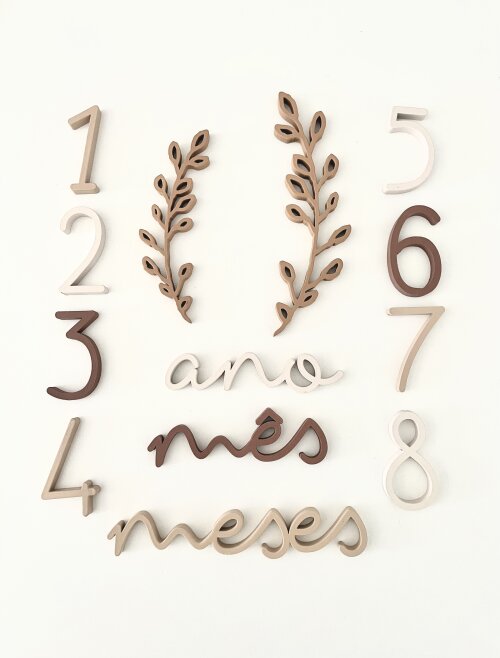 Kit Mesversário Ramos Minimalista em Madeira MDF – Design By L
