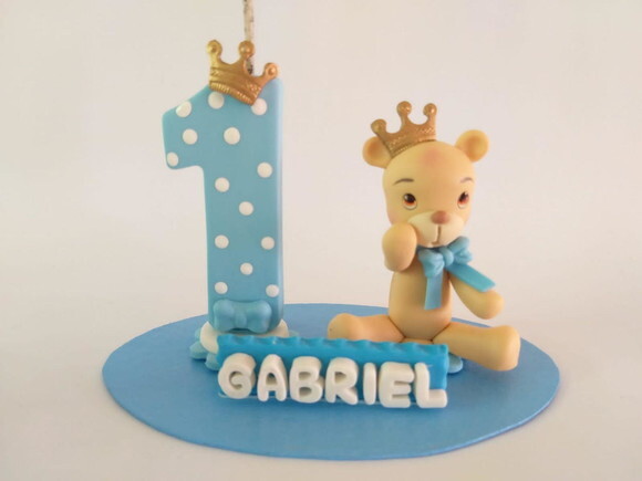 Mini Topo De Bolo Urso Principe