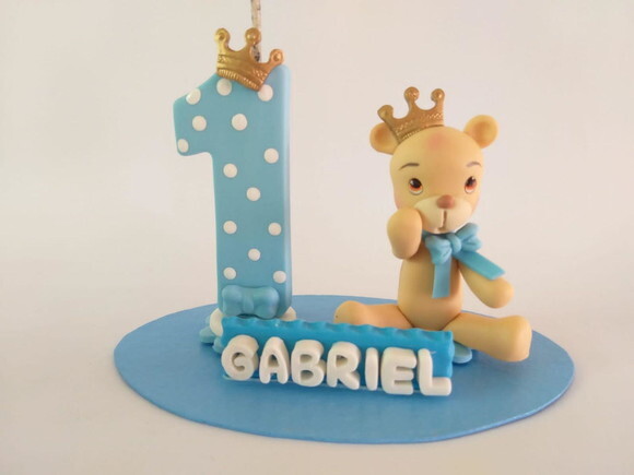 Mini Topo De Bolo Urso Principe