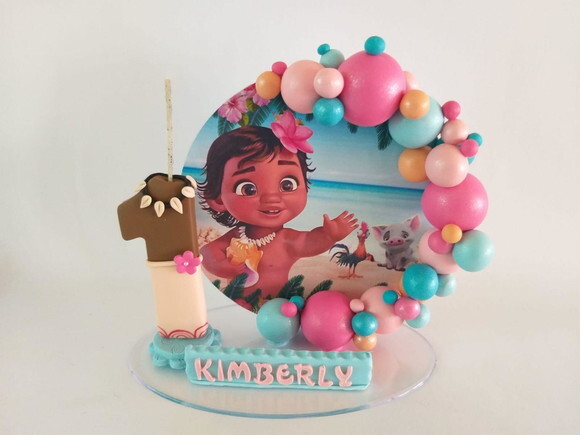 Topo de Bolo Cenário Moana Baby