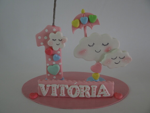 Topo de bolo Chuva de Amor