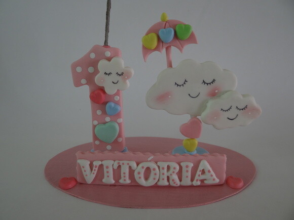 Topo de bolo Chuva de Amor