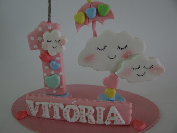 Topo de bolo Chuva de Amor