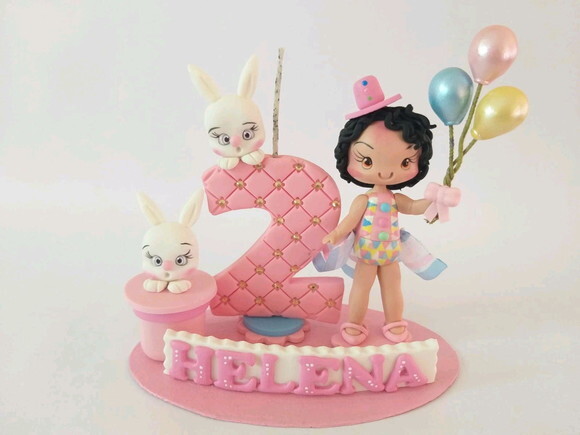 Topo de bolo Circo Rosa