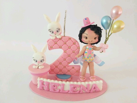 Topo de bolo Circo Rosa