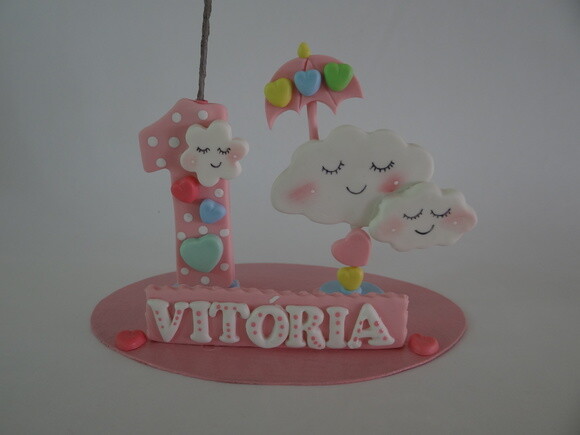 Topo de bolo Chuva de Amor