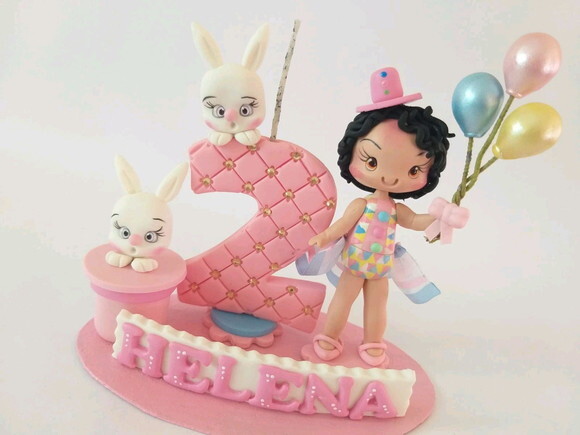Topo de bolo Circo Rosa