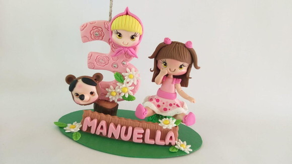 Topo De Bolo Menina E Urso