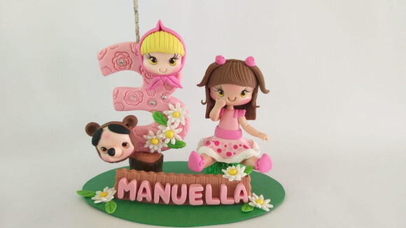 Topo De Bolo Menina E Urso