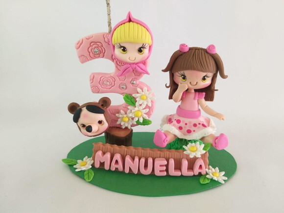 Topo De Bolo Menina E Urso