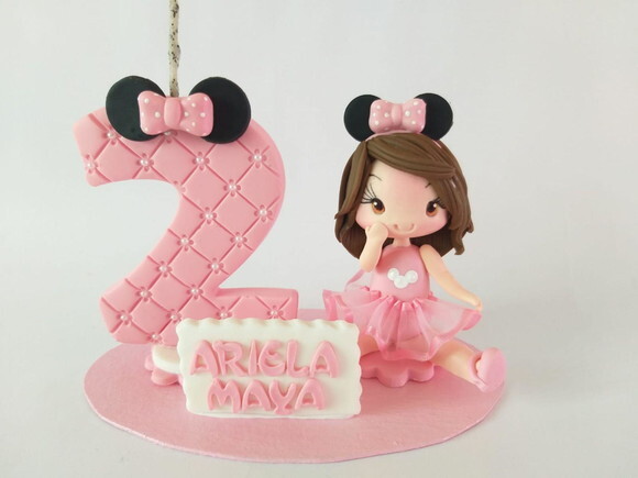 Topo De Bolo Menina Ratinha Rosa