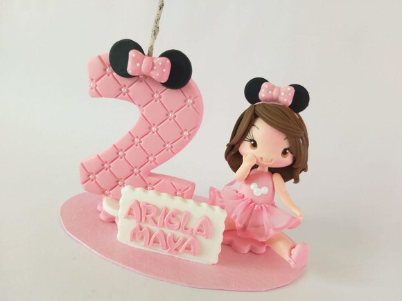 Topo De Bolo Menina Ratinha Rosa