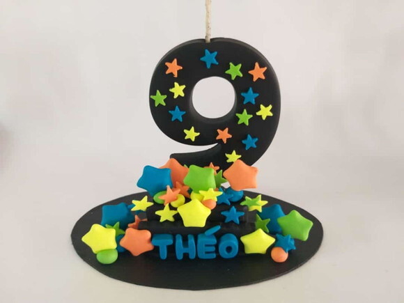 Topo de Bolo Néon Personalizado em Biscuit