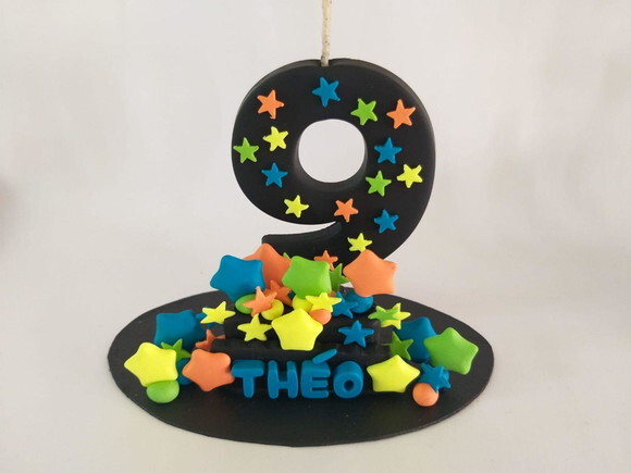 Topo de Bolo Néon Personalizado em Biscuit