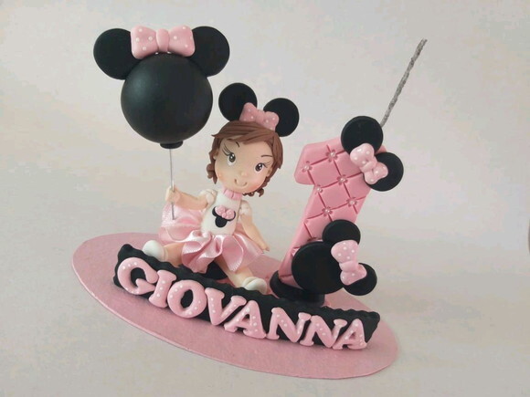 Topo De Bolo Ratinha Rosa Personalizado